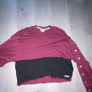 PINK Victoria's Secret Burgundy and Black Crop Top